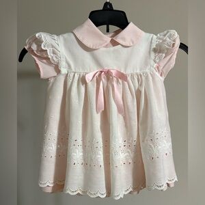 Saks Fifth Avenue Pink Eyelet-Style Girls Dress with Ribbon Detail